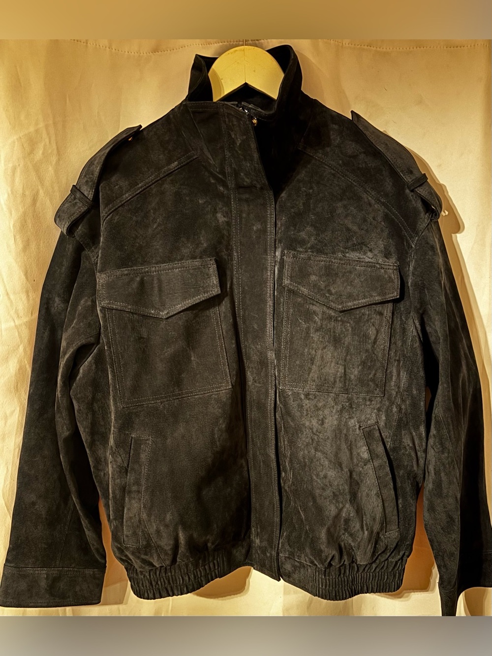Zara Men's Navy Suede Bomber Jacket - Classic Utility Style NWT